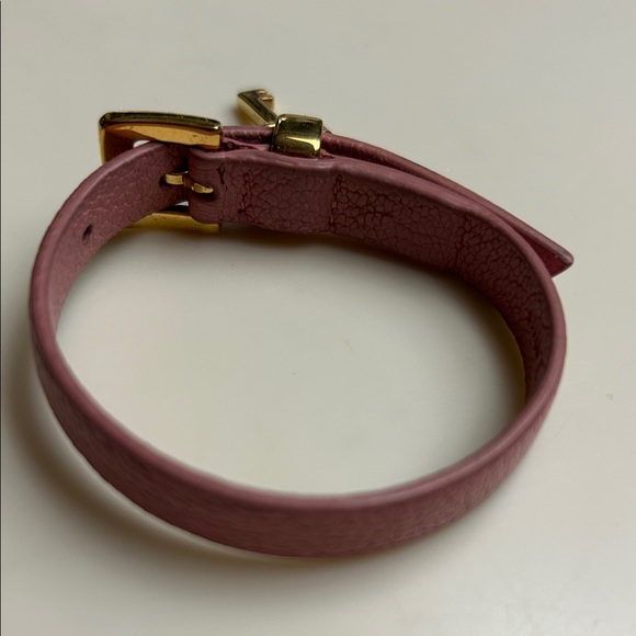 Authentic Miu Miu Pink Leather Bracelet with Gold Key Charm - Picture 2 of 7
